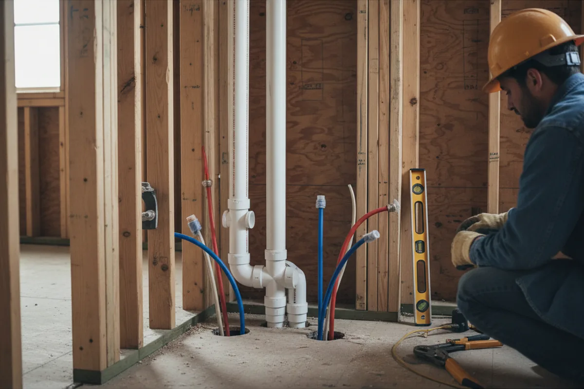Drain and supply rough-in during Leak Detection in La Pine