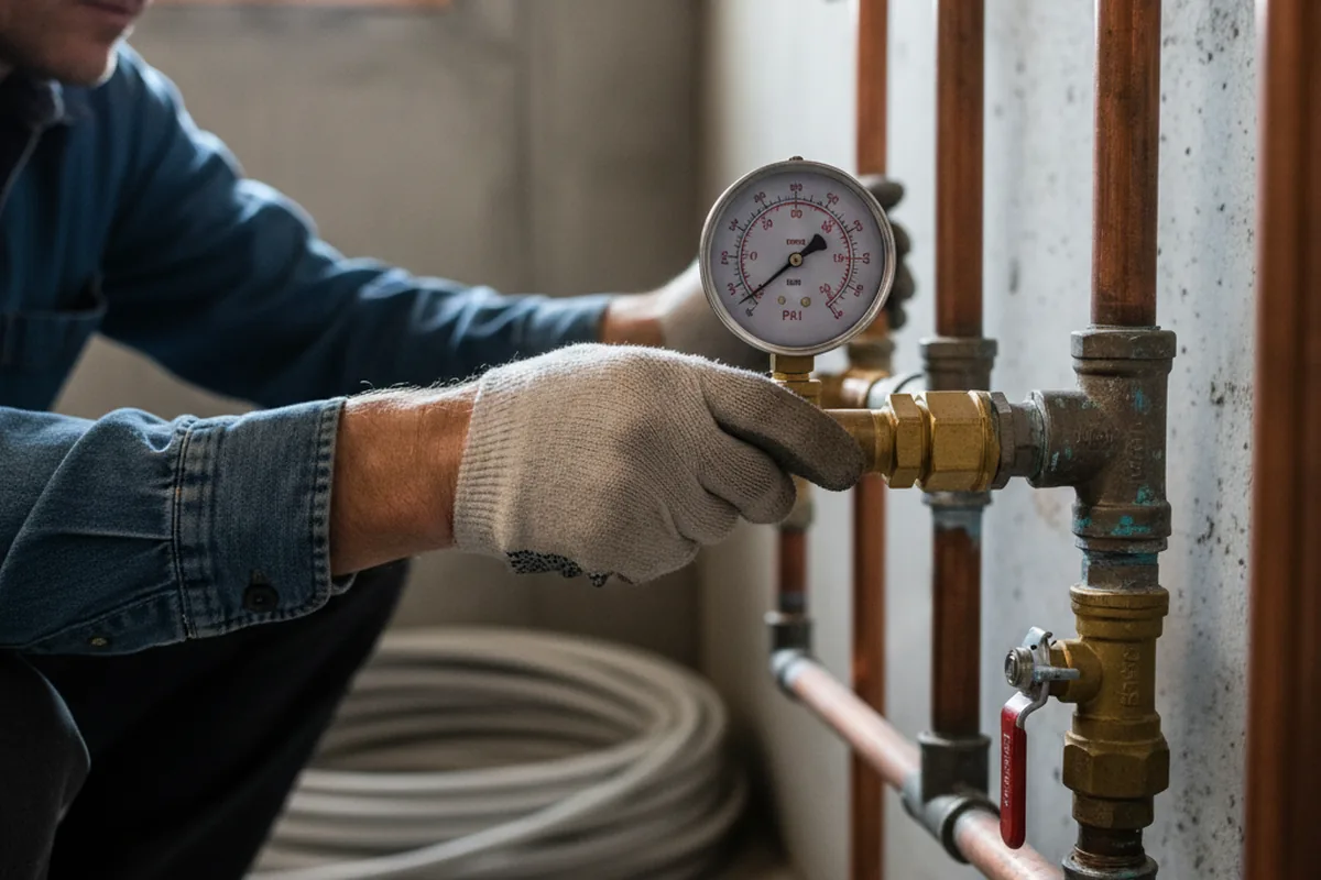 Pressure testing a repaired line during Water Line Repair in La Pine